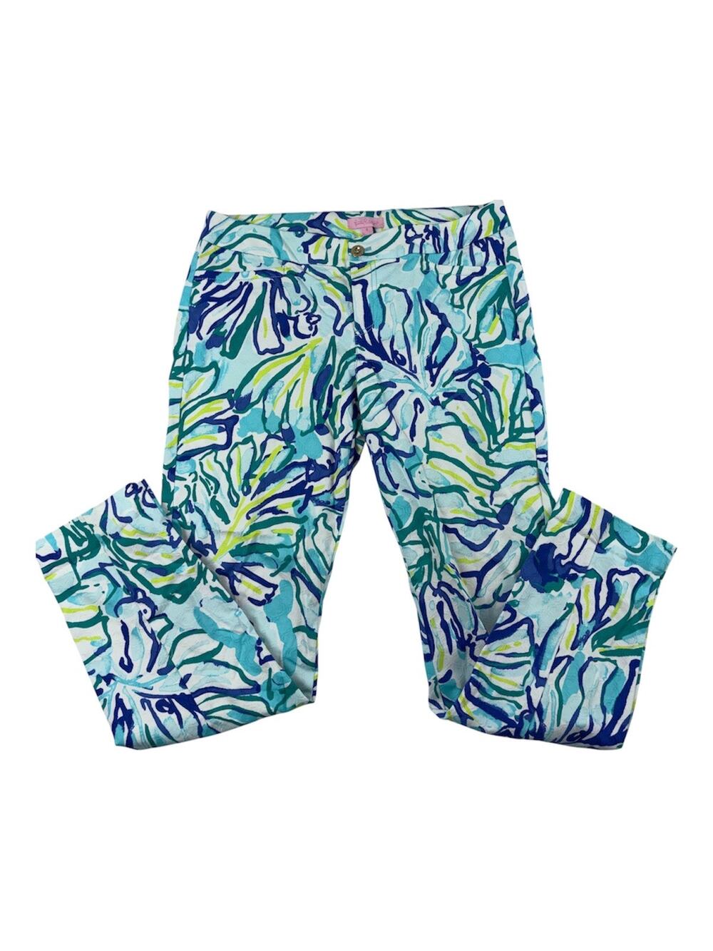 Lilly Pulitzer Kelly Skinny Ankle Pants Pool Blue Stay Cool Size 8